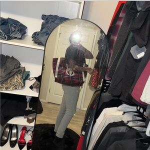 Red Plaid Tote Bag pink VS with Logo and Dog